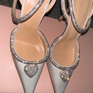 White satin pumps 110mm